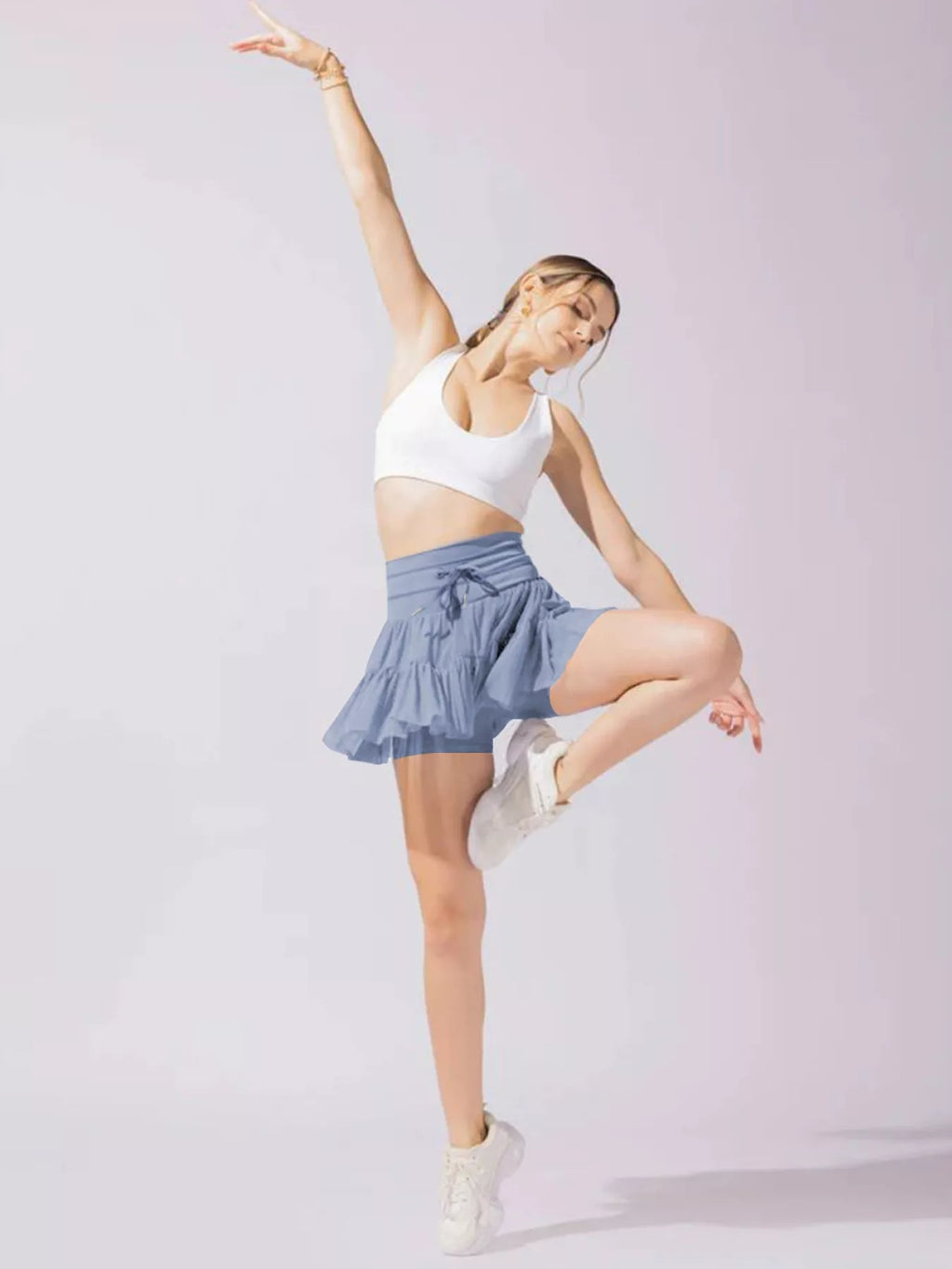 Tiered Skort with Drawstring