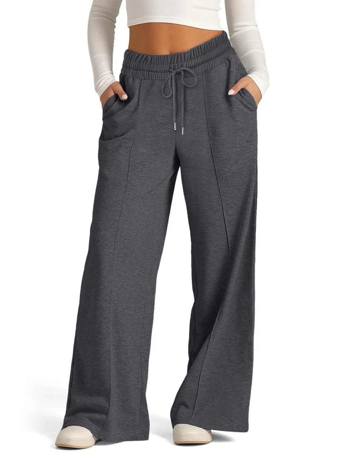 Full Size Drawstring Relaxed Fit Wide Leg Pants Plus Size