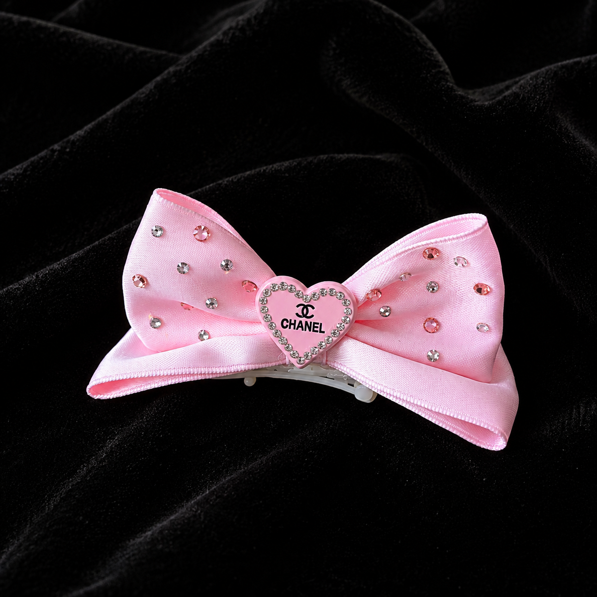 Satin Rhinestone Big Pet Bow Hair Clip