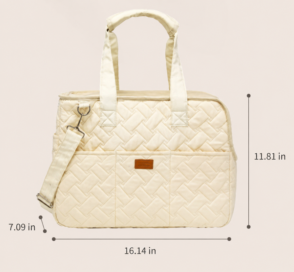 Cream Quilted Pet Carrier Bag
