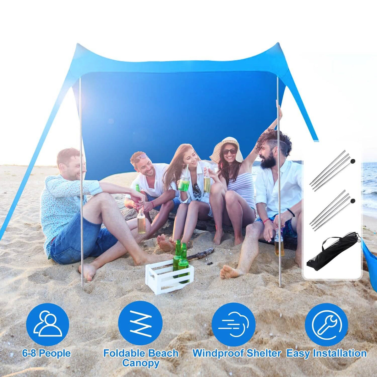Foldable Beach Canopy Tent Collapsible Shade