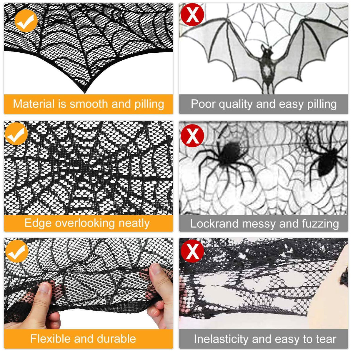 Halloween Decoration Black Lace Spiderweb