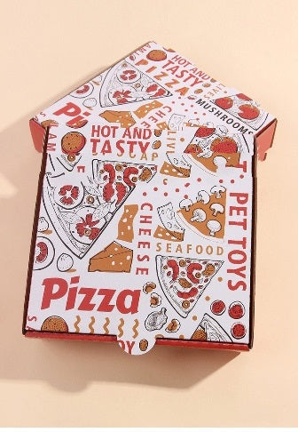 Boxed Pizza Slice Plush Dog Toy