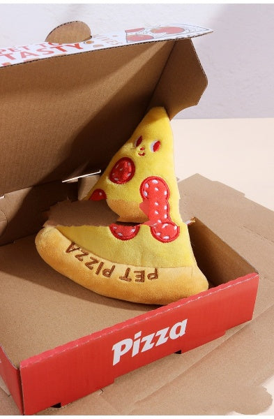 Boxed Pizza Slice Plush Dog Toy