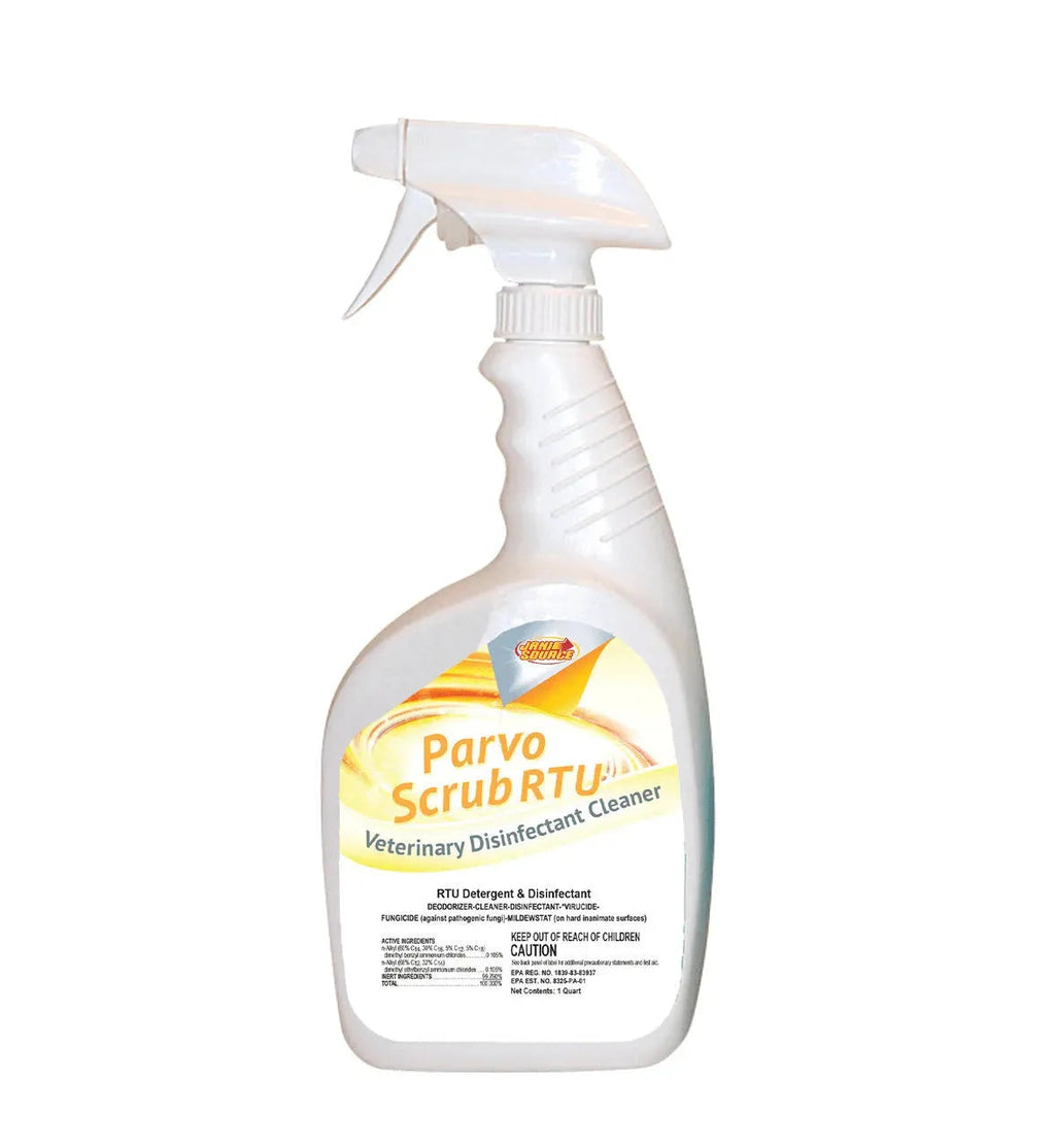 ParvoScrub RTU: Veterinary & Kennel Disinfectant, Cleaner, & Deodorizer, Kills Parvo, 1 Quart