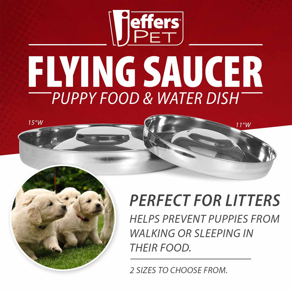 Jeffers Stainless Steel Flying Saucer Puppy Food & Water Bowl
