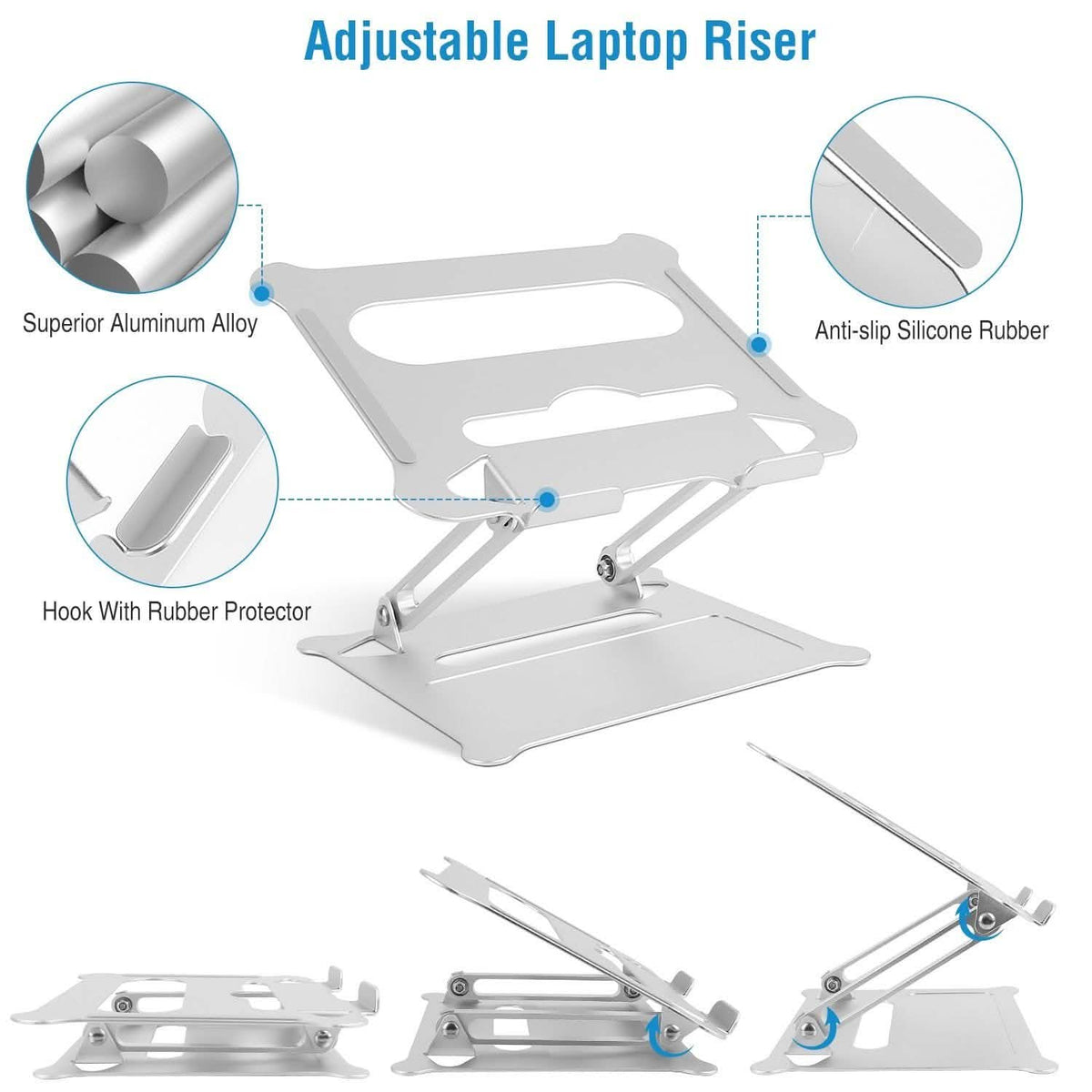 Laptop Stand Aluminum Angle Adjustable Computer Holder Riser Heat Vent
