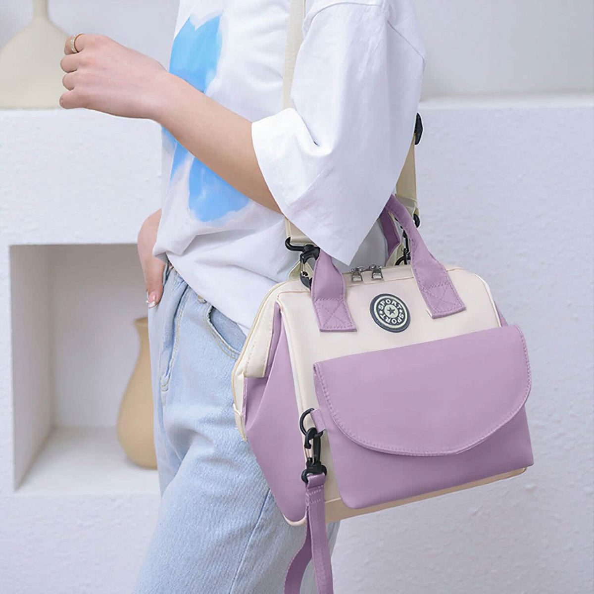 Multifunctional Diaper Changing Bag with 2 Insulated Pockets Commute Bag