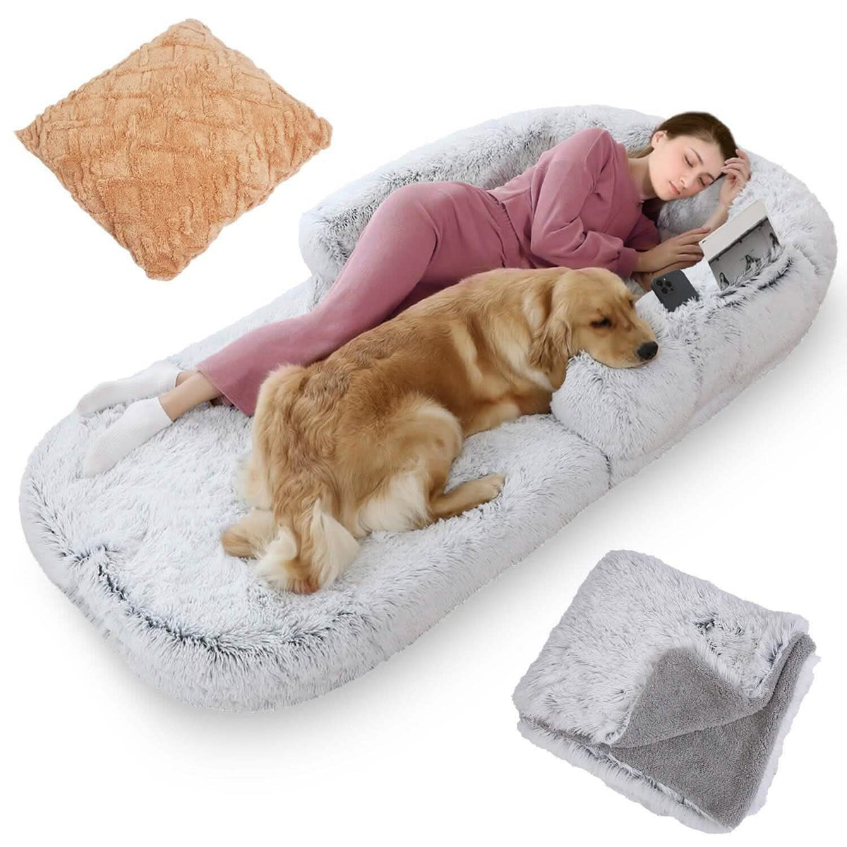 Napping Human-Sized Dog Bed Machine Washable Zipped Removable Cover