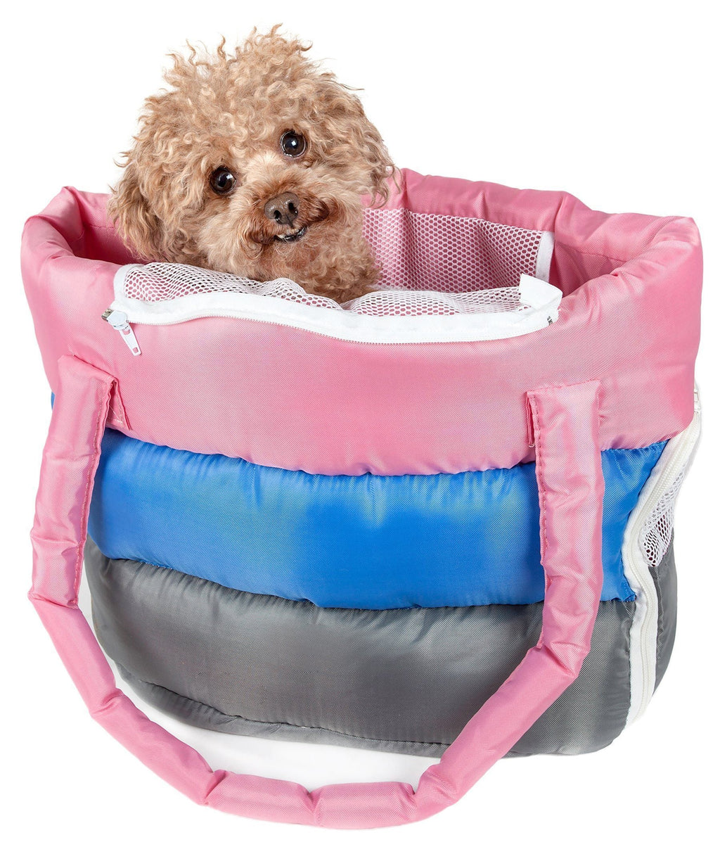 Pet Life ® 'Bubble-Poly' Tri-Colored Winter Insulated Fashion Designer Pet Dog Carrier