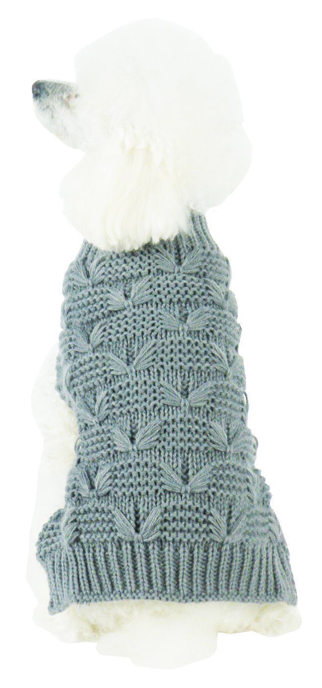 Pet Life ® Butterfly Stitched Heavy Cable Knitted Fashion Turtle Neck Dog Sweater