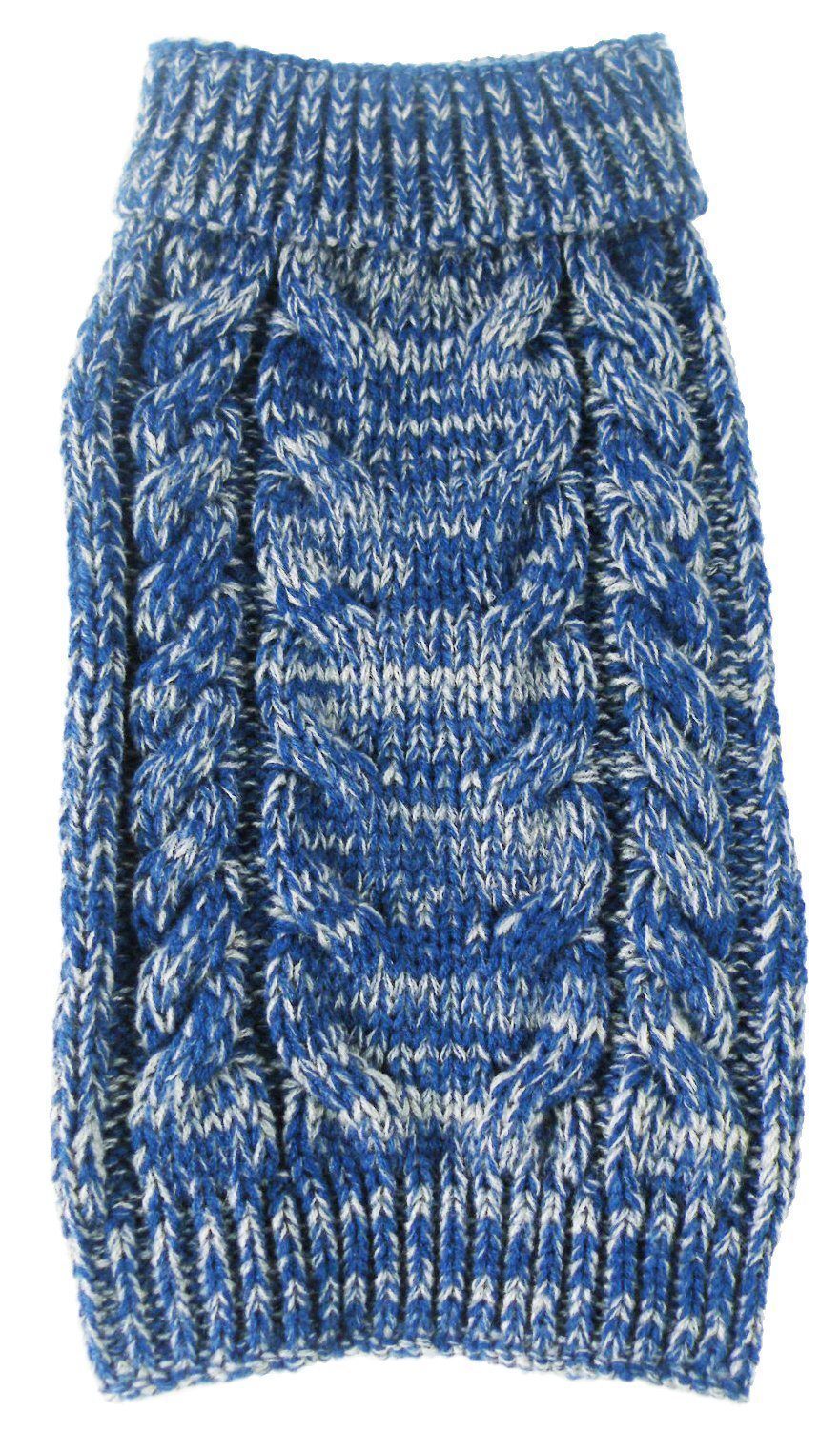 Pet Life ® Classical 'True Blue' Heavy Cable Knitted Ribbed Fashion Dog Sweater