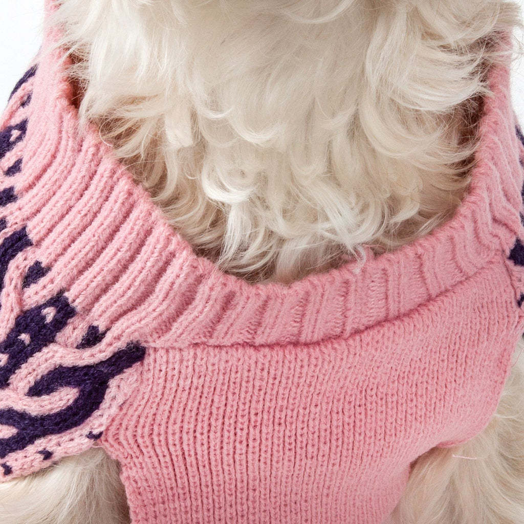 Pet Life ® 'Harmonious' Dual Color Weaved Heavy Cable Knitted Fashion Designer Dog Sweater
