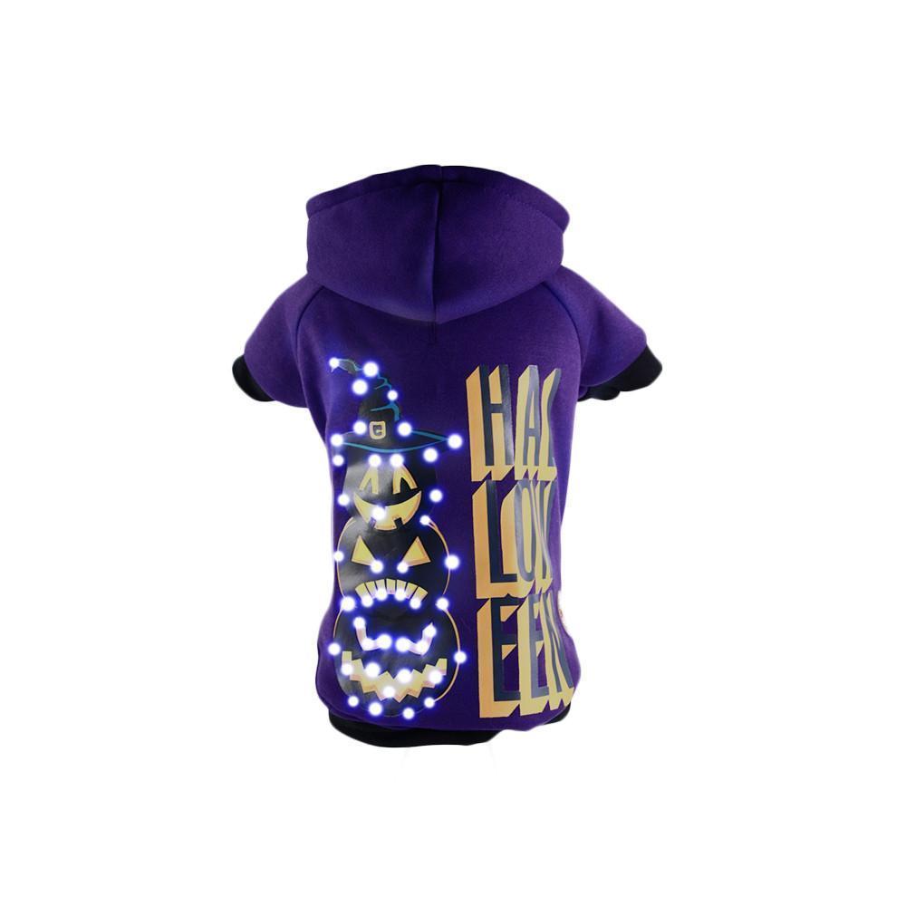 Pet Life ® LED Lighting Halloween Happy Snowman Hooded Dog Costume Sweater w/ Included Batteries