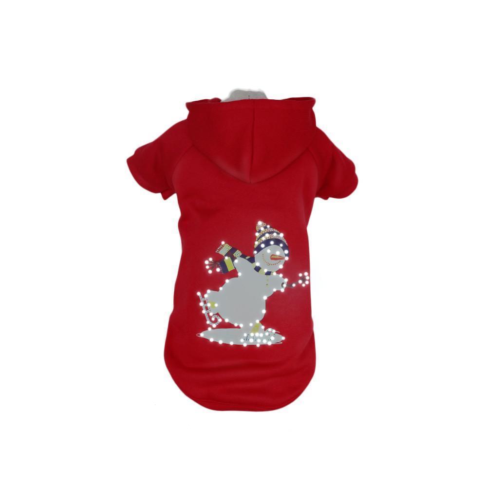 Pet Life ® LED Lighting Holiday Snowman Hooded dog Costume Sweater w/ Included Batteries