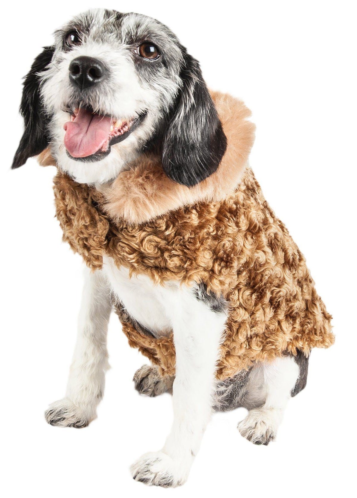 Pet Life ® Luxe 'Furpaw' Shaggy Elegant Fashion Designer Fur Dog Coat