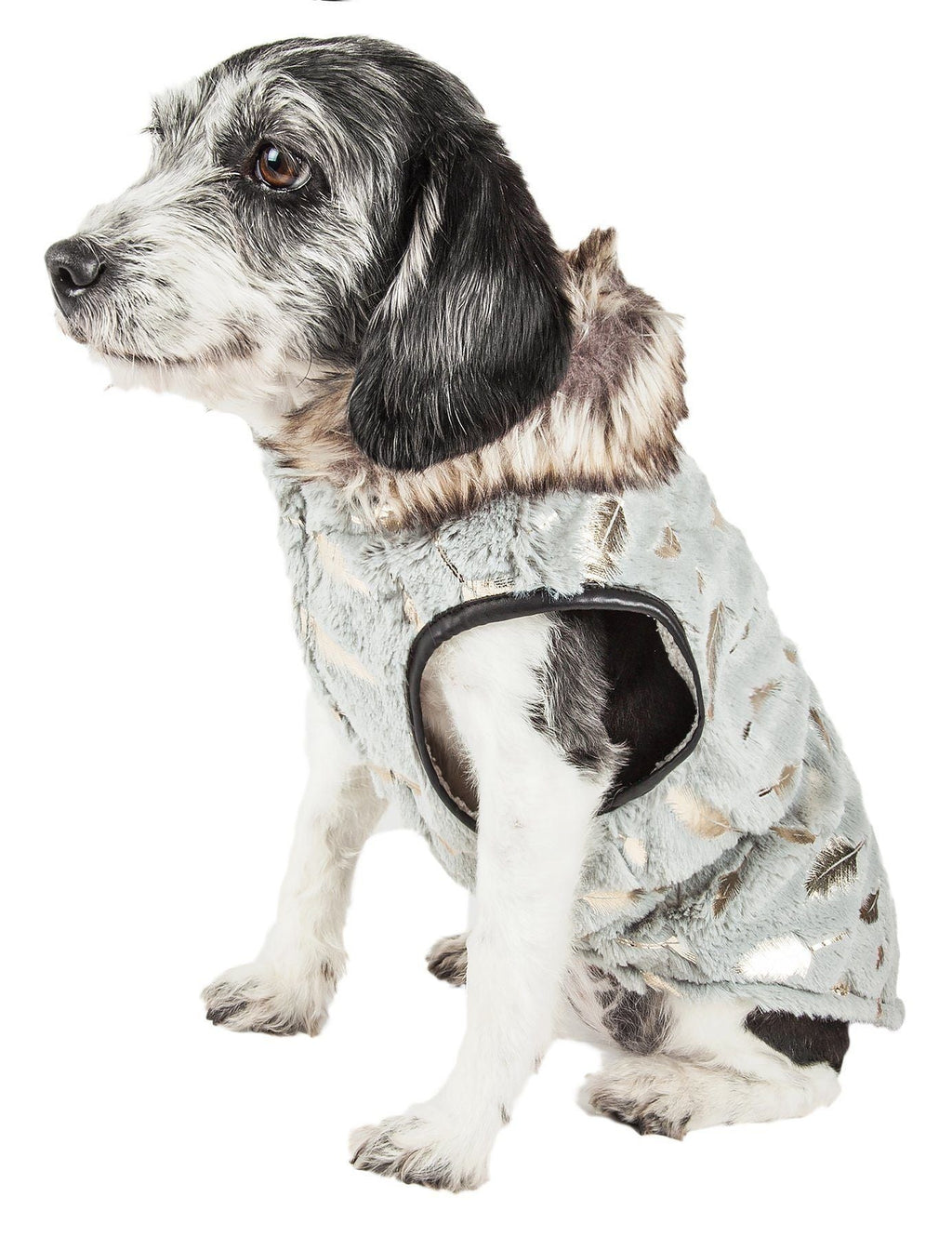 Pet Life ® Luxe 'Gold-Wagger' Gold-Leaf Fashion Designer Fur Dog Coat