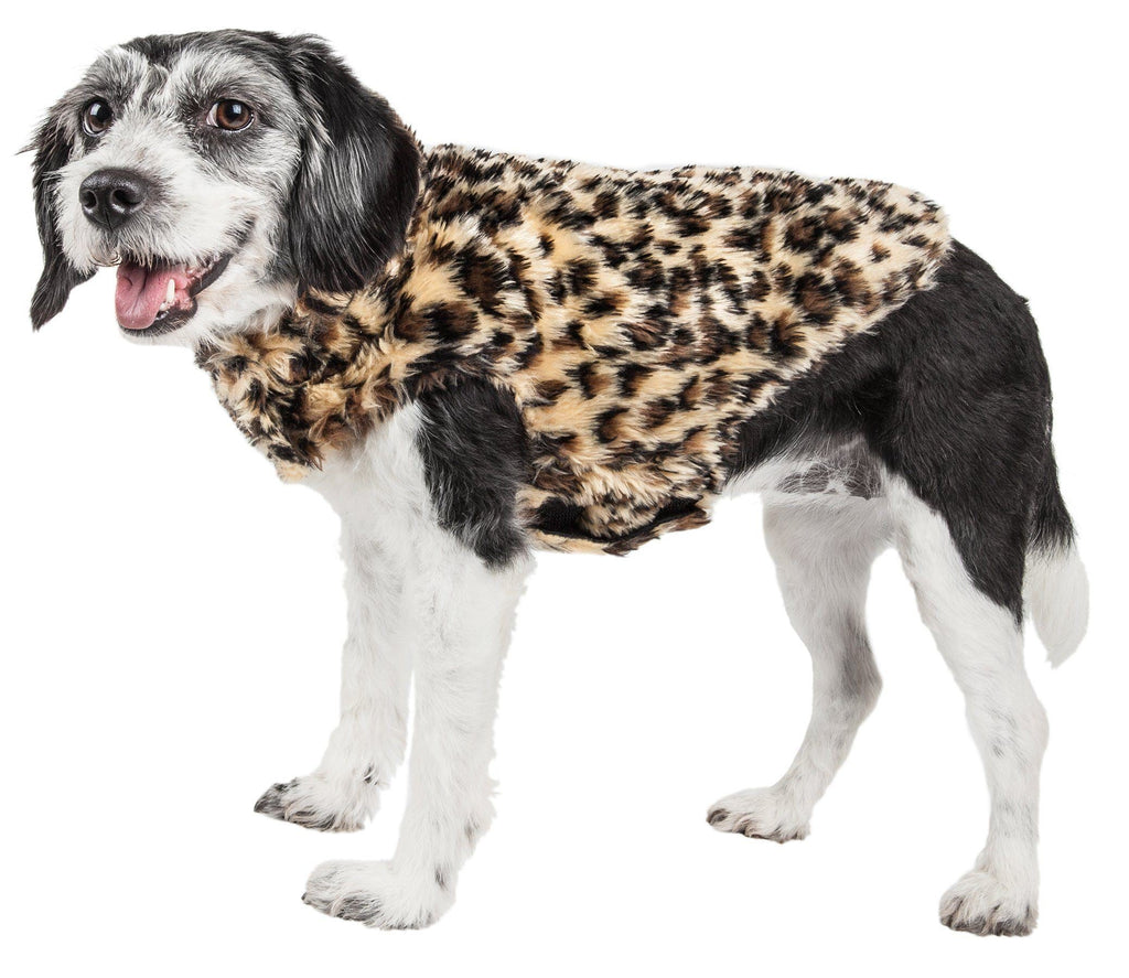 Pet Life ®  Luxe 'Poocheetah' Cheetah-Spotted Designer Mink Fur Dog Coat
