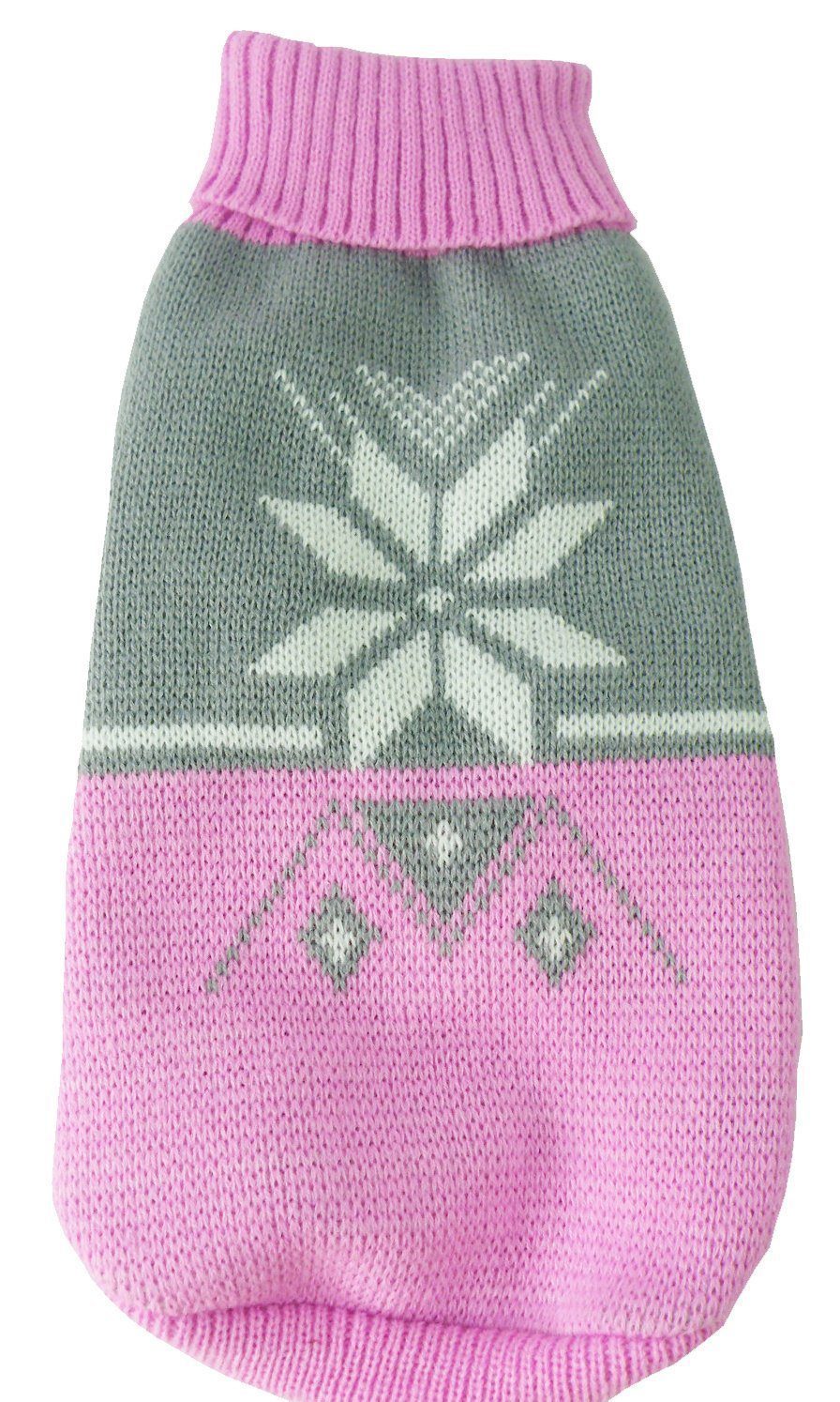 Pet Life ® Snow Flake Cable-Knitted Ribbed Fashion Turtle Neck Dog Sweater