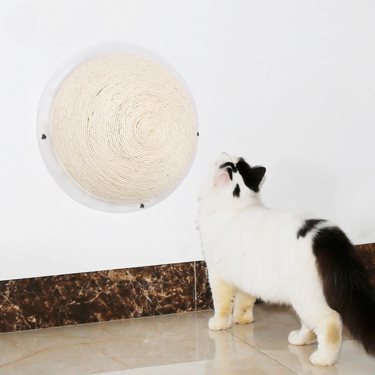 Pet Life ® 'Stick N' Claw' Sisal Rope and Toy Suction Cup Circular Cat Scratcher
