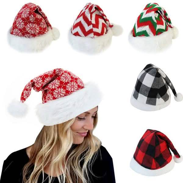 Plush Knitted Christmas Hat