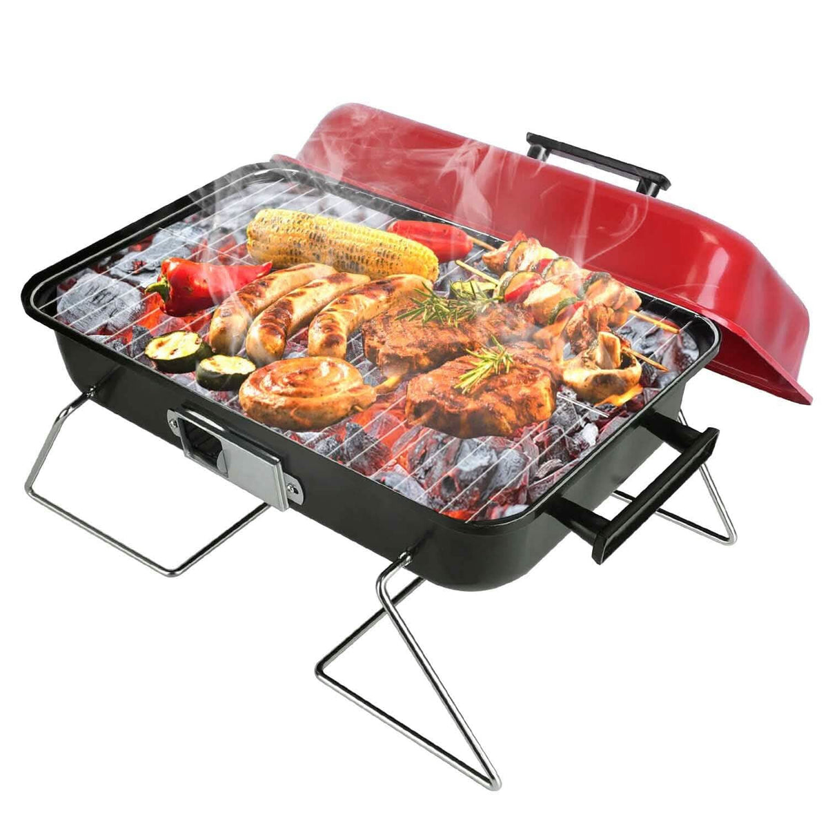 Portable Charcoal Tabletop Grill with Lid