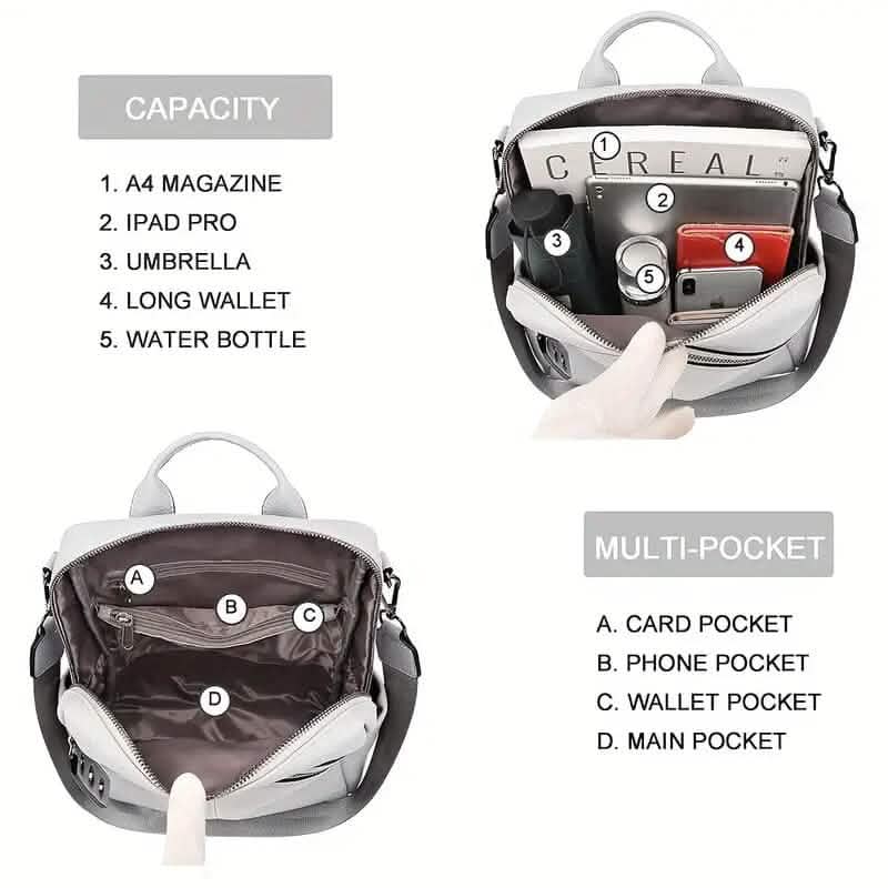 Premium Genuine Leather Womens Backpack - Brown