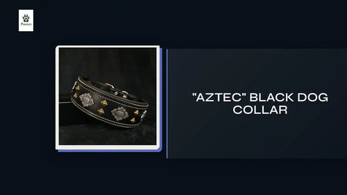 "Aztec" black dog collar by@Outfy