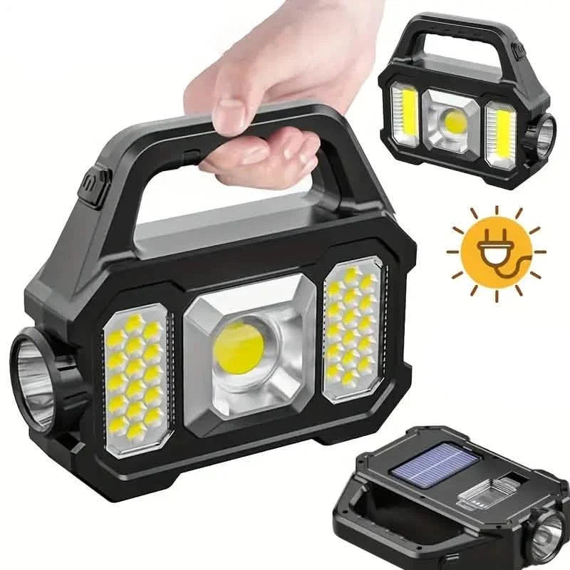 Solar Portable Flashlight & Handheld Searchlight with Side Lights