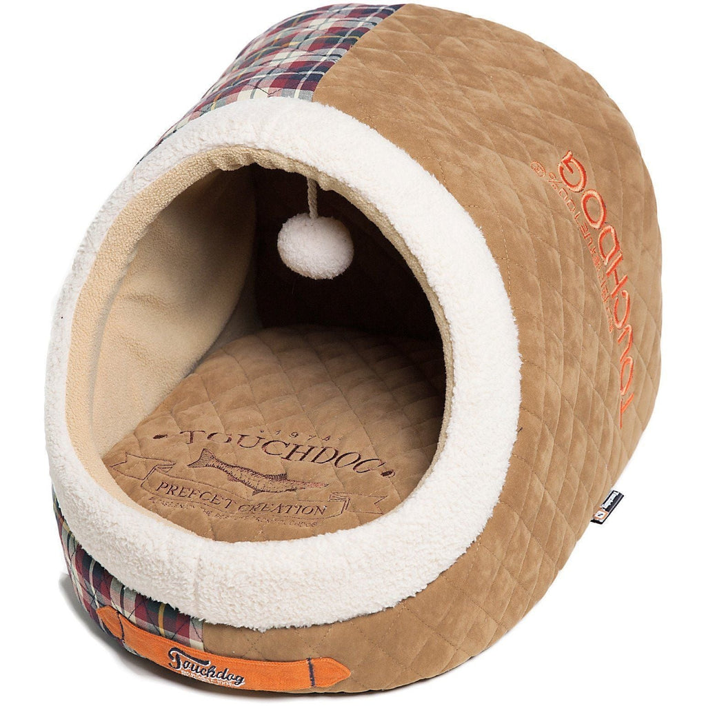 Touchdog ® 'Diamond Stitched' Panoramic Designer Cat Bed w/ Teaser Toy