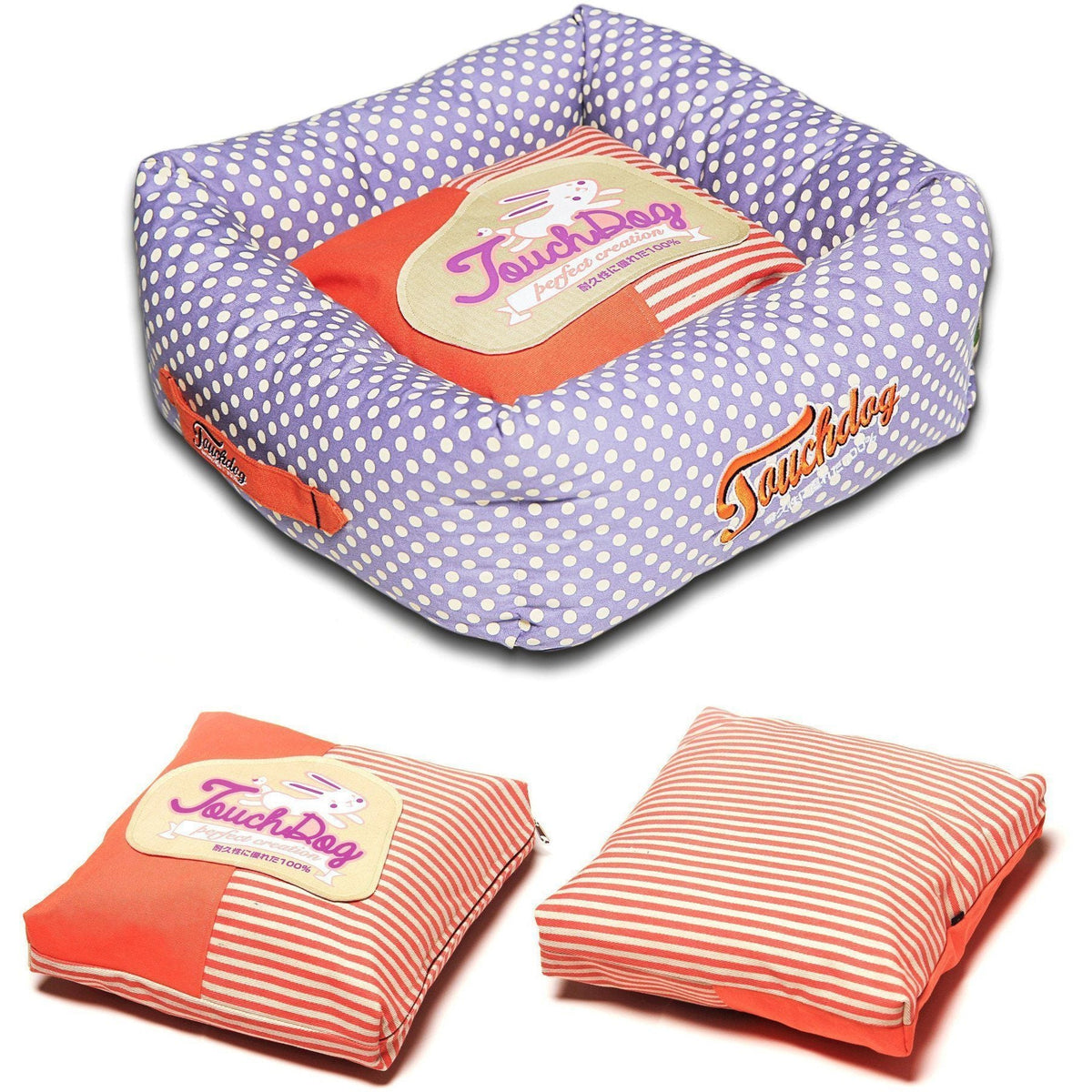 Touchdog ® 'Polka-Striped' Designer Premium Squared Dog Bed