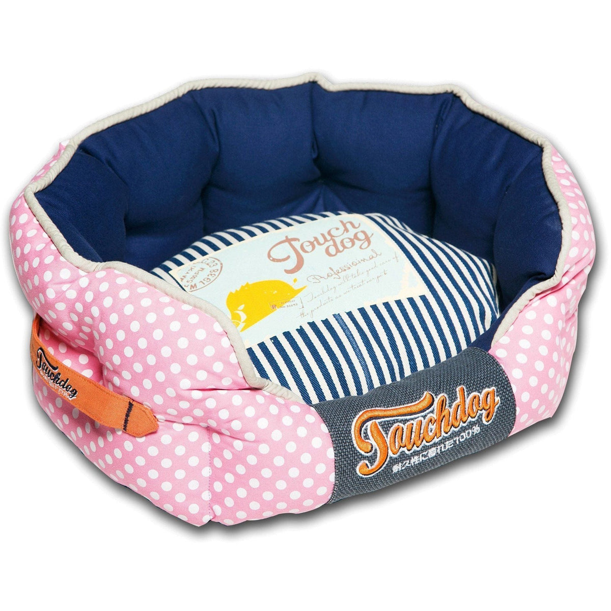 Touchdog ® 'Polka-Striped' Polo Designer Premium Rounded Dog Bed