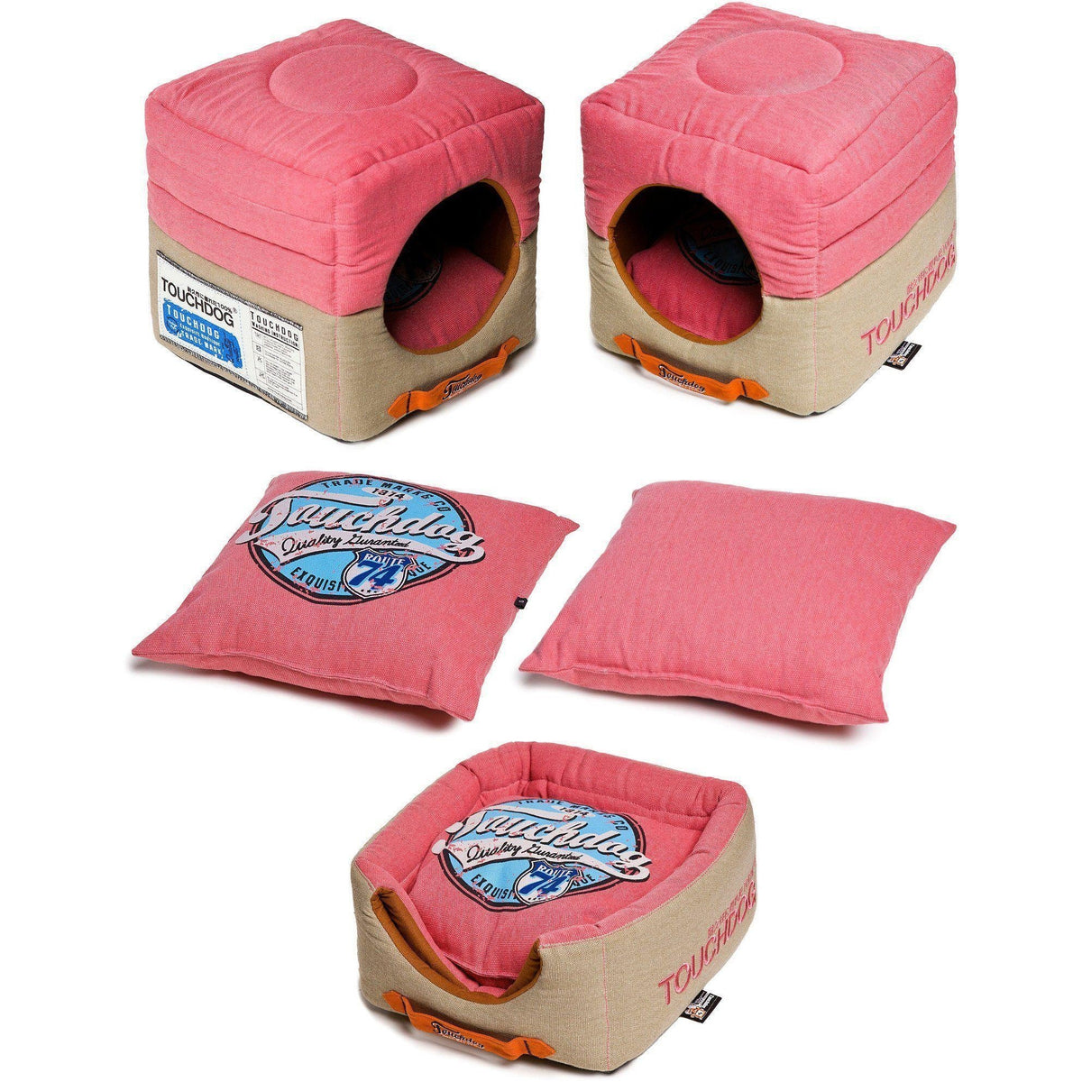 Touchdog ® 'Vintage Squared' 2-in-1 Convertible and Collapsible Dog and Cat Bed