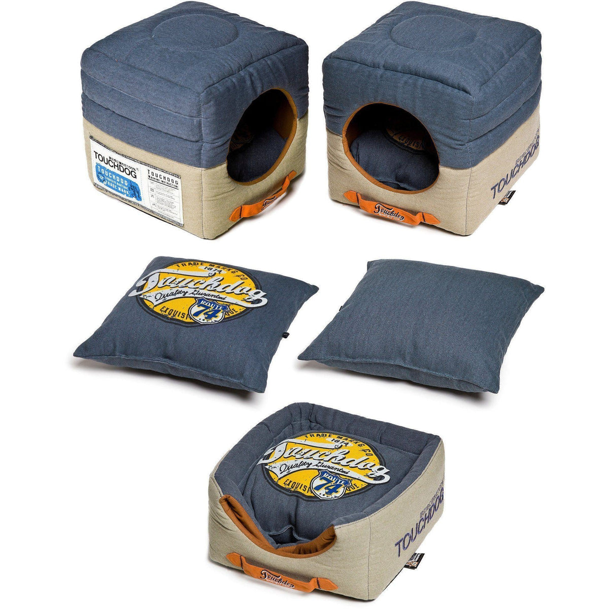 Touchdog ® 'Vintage Squared' 2-in-1 Convertible and Collapsible Dog and Cat Bed