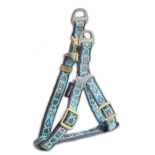 Touchdog Tough Stitched Durable Embroidered Leash and Harness - Blue