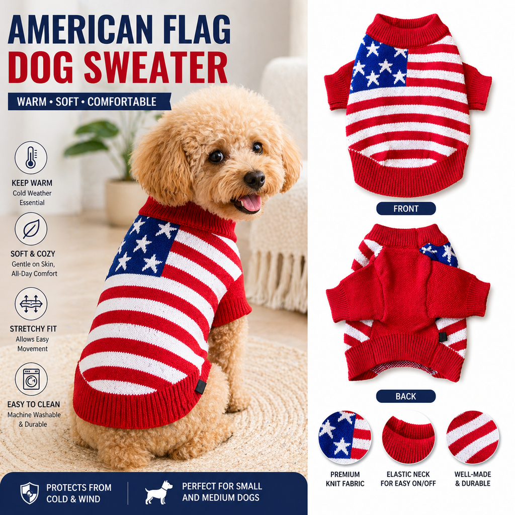 American Flag Knit Dog Sweater