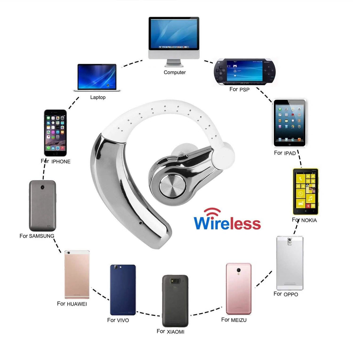 Wireless Earpiece Right with Mic Earhook