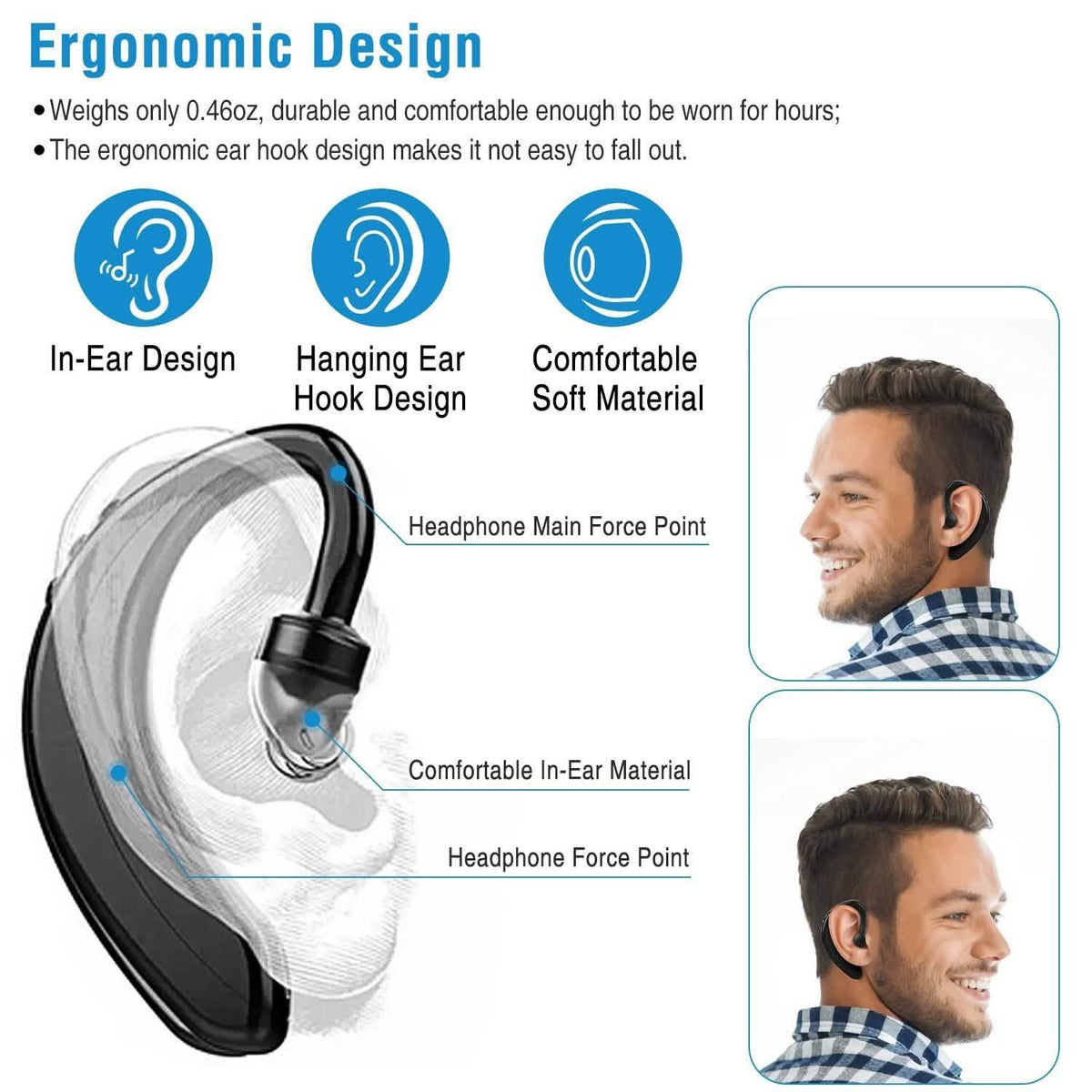 Wireless V5.0 Earpiece Noise Cancelling Driving Earbud