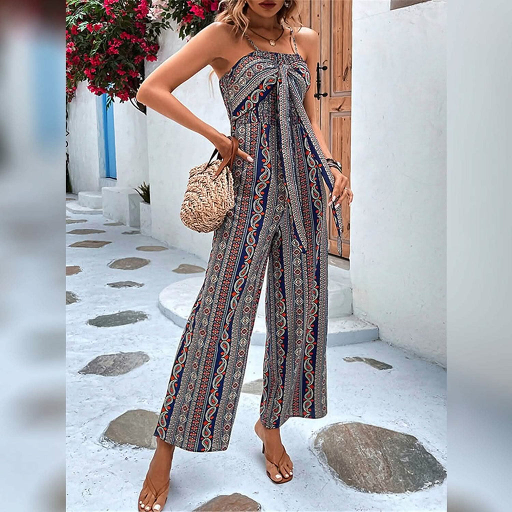 Women's Jumpsuit Pocket Print Geometric Square
